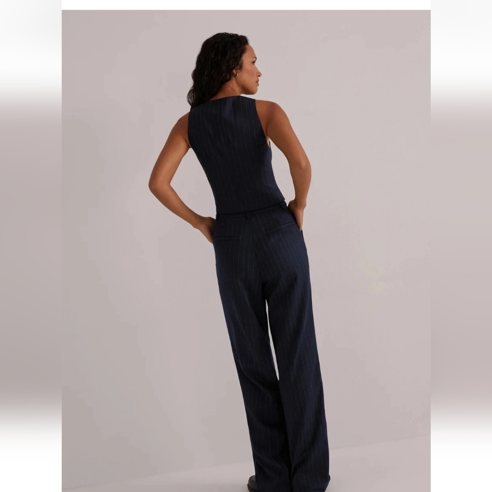 New W/Tag Favorite Daughter Designer Navy Pinstripe Favorite Pants US 14 RT $228 - Picture 3 of 11